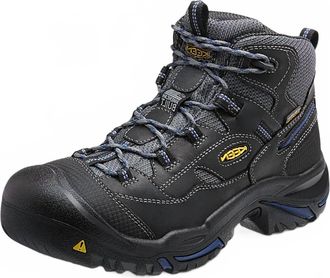 Keen Mens Soft Toe Braddock Waterproof Mid Shoe In Raven/estate Blue