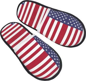 Generic Cotton Slippers American Flag Non-Slip House Slippers Soft Cotton Slipper For Spa Hotel Bedroom L
