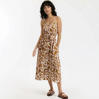 La Redoute Collections Midi-jurk met dunne bandjes en bloemenprint