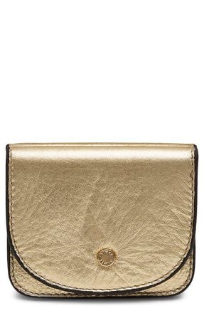 Aim&eacute;e Pucker Up Leather Wallet in Warm Champagne at Nordstrom