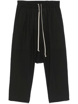 Rick Owens drawstring cropped trousers - men - RWS Virgin Wool/Buffalo Horn - 48 - Black
