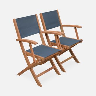 Sweeek Silla De Jard&iacute;n Plegable De Madera De Eucalipto, Set De 2