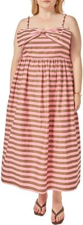 English Factory Striped Cotton Midi Dress in Pink/brown at Nordstrom, Size 1X