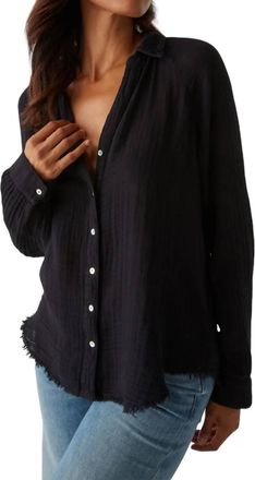 Michael Stars Toni Double Gauze Button Down Shirt In Black