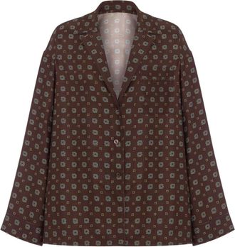 Moschino Zijden Bruine Top met Lange Mouwen - Dames - Overhemden - Bruin - M - Overhemden