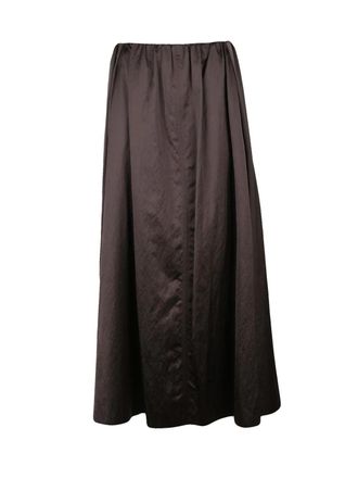 Alysi Fluid Satin Maxi Skirt With Elastic Waistband And Side Pockets
