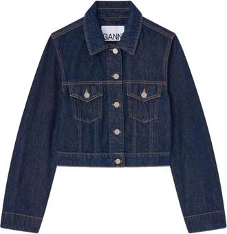 Ganni Cropped spijkerjas - Dames - Spijkerjassen - Blauw - XS - Katoen - Jassen