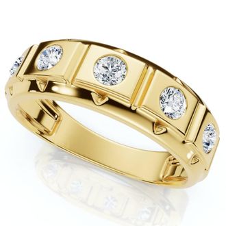 Pompeii3 1/2Ct Mens 5-Stone Diamond Ring in 10k Yellow Gold