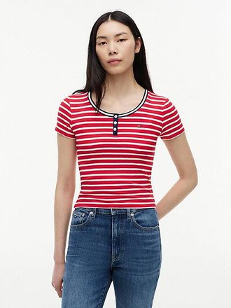 Tommy Hilfiger Camiseta de cuello Henley y corte slim