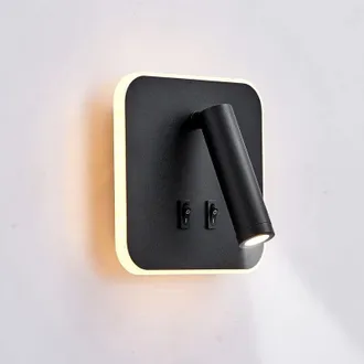 OEM Applique Led - Lecture Chevet - Bras Orientable - 12 W (3 W + 9 W) - Lumiere Chaude 3000 K - Noir Mat - 1 Piece