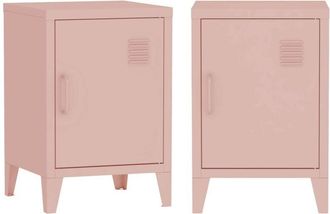 Sweeek Sweeek - Industrial bedside table 1 door (set of 2), Soho, Pink, 38x38x57 cm