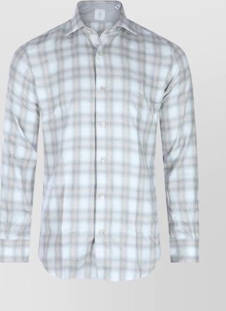 Eleventy relaxed plaid long sleeve button-down shirt