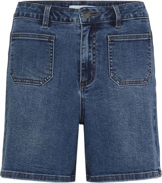 Kaffe Korte Broeken, Dames, Blauw, W29, Katoen, KAbrook HW Reg Fit Shorts