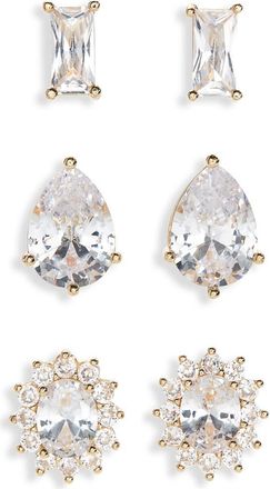 Tasha Set of 3 Mixed Crystal Stud Earrings in Gold/crystal at Nordstrom Rack