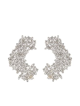 Jil Sander zirconie-embellished earrings - women - Brass/Zirconia - One Size - Silver