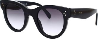 Celine Ronde Zonnebril Zwarte Frame Grijze Lenzen - Dames - Zonnebrillen - Zwart - ONE Size - Accessoires