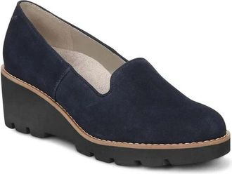 Vionic Womens Vionic Willa I7294L1-400 Loafer Navy Suede Casual Wedge Shoes HAWK760
