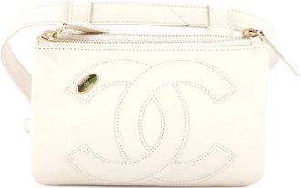 Chanel CC Mania Double Zip Lambskin belt bag - Wit