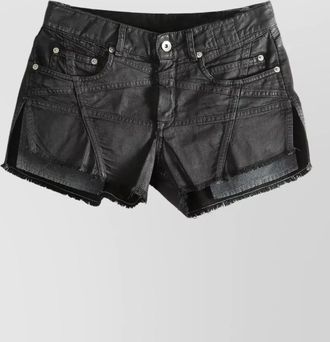 Rick Owens denim fringed cutoff short shorts