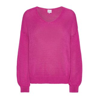 Americandreams Milana LS Light Cotton Knit - Dames - V-hals truien - Roze - S - Katoen - Truien & Vesten