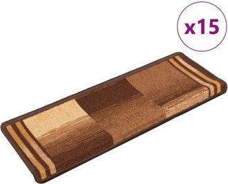 vidaXL Stair Mats Self-adhesive 15 pcs 65x21x4 cm Brown Vidaxl