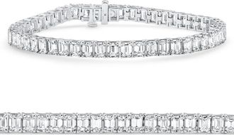 Pompeii3 15Ct Emerald Cut Diamond Tennis Bracelet 7 14k White Gold Size: Medium