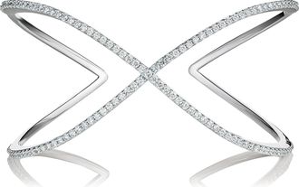 The Diamond Store 2.00ct Lab Diamond Infinity Cross-over Bangle in 9K White Gold