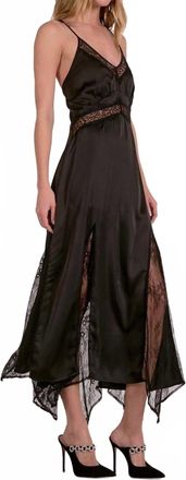 Elan Maxi Slip Lace Insert Dress In Black