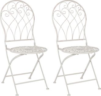 Beliani Beliani - Conjunto De 2 Sillas De Balc&oacute;n De Metal Blanco Crema Efecto Desgastado Stiffe
