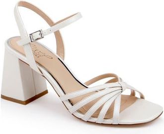 Badgley Mischka Patience Ankle Strap Sandal in White Leather at Nordstrom, Size 5.5