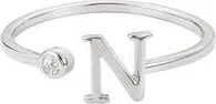 Adornia Cubic Zirconia Initial Adjustable Band Ring in Silver-N at Nordstrom Rack