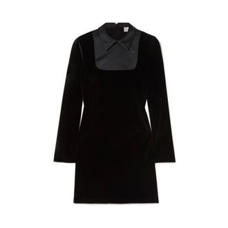 Red Valentino Short Dresses, female, Black, Size: 2XS Mini vestido de terciopelo con ribete satinado Sr0Vah504Jn