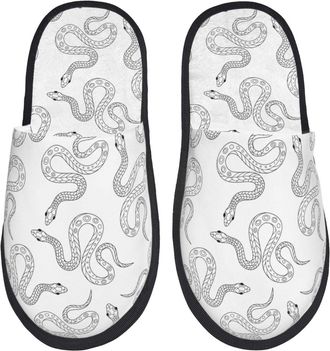 Generic Hand Drawn Snake Women Men House Slippers Non-Slip Shoes Fluffy Slippers For Indoor Outdoor Bedroom L