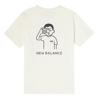 New Balance x Noritake Crossover Funny Pattern Printing Round Neck Short Sleeve Couple Style White AMT12346-RSI