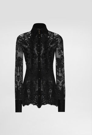 Dolce & Gabbana Floral Lace Shirt With Scalloping - Woman Shirts And Tops Black 36