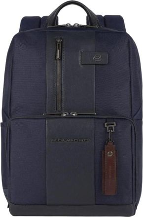 Piquadro Kleine rugzak voor laptop met i Pad-vak - Heren - Rugzakken - Blauw - ONE Size - Leer - Tassen