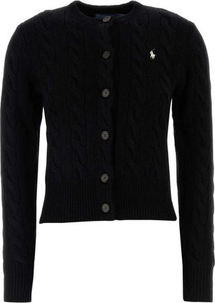 Polo Ralph Lauren Kabelgebreide Cardigan - Dames - Vesten - Zwart - M - Wol - Truien & Vesten