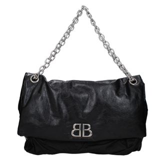 Balenciaga Monaco Chain Schoudertassen Dames Leer Zwart