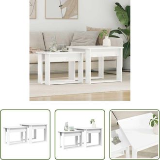 vidaXL Tavoli da caff&egrave; - Set di Tavolini da Caff&egrave; 2 pcs Bianco Legno multistrato