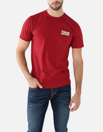 True Religion Mens True Religion Mens T Shirts Short Sleeve Buddha Summer Crew Neck Cotton Tee NEW - Red - Size: 36