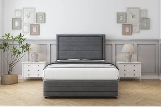 Comfort Beds Anna Coniston Divan Set No Drawers-54 Headboard-Footboard in Dark Grey | Size: Super King