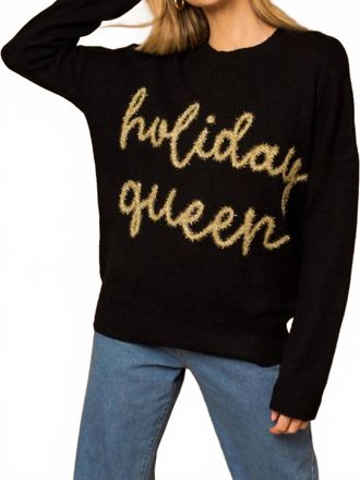 Le Lis Blanc Deux Holiday Queen Tinsel Sweater In Black