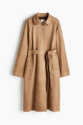 H&M Mantel mit Bindeg&uuml;rtel - Beige
