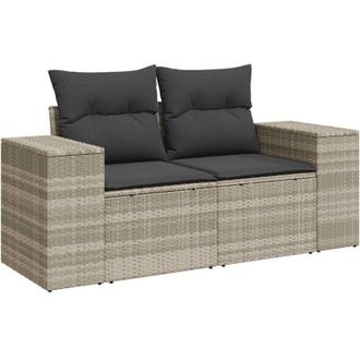 vidaXL Divano da Giardino con Cuscini 2 Posti Grigio Chiaro Polyrattan - Vidaxl