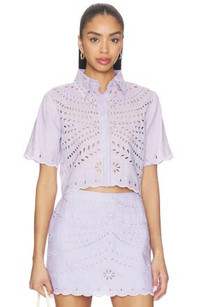 Karina Grimaldi Elin Embroidered Top In Lavender