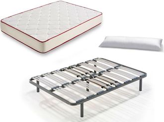 HOGAR 24 Hogar24 - Colch&oacute;n Viscoel&aacute;stico Viscoferta+somier Multil&aacute;minas+almohada Fibra - Patas 32 - 150x200