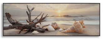 Mauro Ferretti L&aacute;mina Pintada Sobre Tela Lacada Beach Con Marco -b- Cm 152x4x52