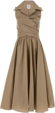Patou Light Brown Shirt Collar Midi Dress