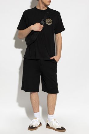 Versace Jeans Couture T-shirt With Printed Logo, Mens, Black