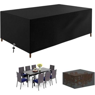 OEM Funda Protectora Para Mesa De Jard&iacute;n De 255 X 130 X 80 Cm, Tejido Oxford 420d, Resistente A Los Rayos Uv Y Al Polvo, Rectangular, Color Negro -crezuo